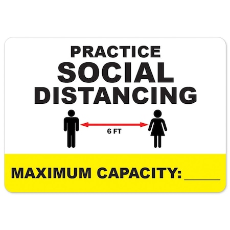 Public Safety Sign Practice Social Distancing Maximum Capacity 36in X 48in Peel N Stick Wall Graphic